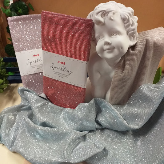 stoffa glitter tessuto lurex sparkling brillantinato stafil 50 x 55 cm vetrina statua angelo idea decorazioni pasqua natale scampoli da hobbistica per creazioni addobbi uso fondale Presepe cucito creativo bambole di pezza pupazzo composizioni fiori centrotavola