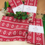 vendita stock 3 pannelli knit fabric, tissu tricotè, strickstoff, tessuto nordico rosso stoffa addobbi natalizi bambole pupazzi rivestire palline polistirolo albero Natale