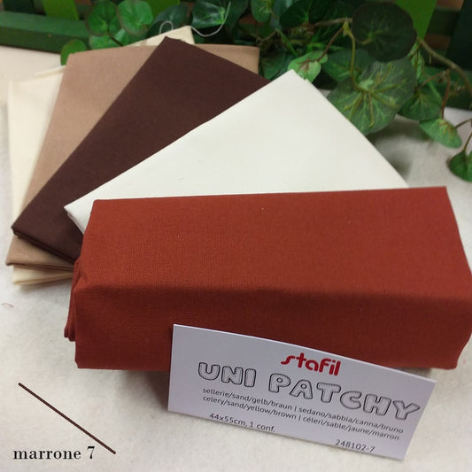 marrone 7 uni patchy stafil 44x55 cm stock assortimento tinta unita di stoffe cotonine tessuti scampoli uso cucito creativo bambole di pezza fiocchi nascita hobbistica vetrinistica