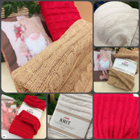 bianco beige rosso lana tessuto a maglia treccia knit stoffa sintetica per cucito creativo hobby lavoretti natalizi decorazioni idea creazione cuscino Natale peluche