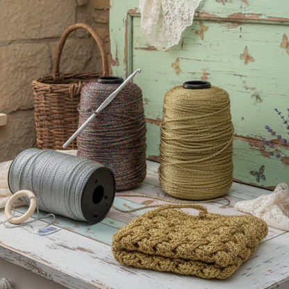 argento oro dorato arcobaleno firefly Mas tripolino thai cordino lurex brillantinato lamè per bijoux borse uncinetto progetti amigurumi crochet cordoncino Natale bags luccicanti dorate clutch pochette sera cerimonia