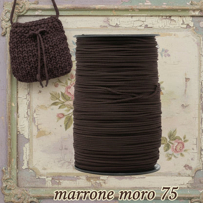 marrone scuro testa di moro 75 MAS rocca 500 grammi thai sintetico cordino borse uncinetto tripolino cordoncino colori autunnali per progetti crochet bags amigurumi pochette borsette da sera