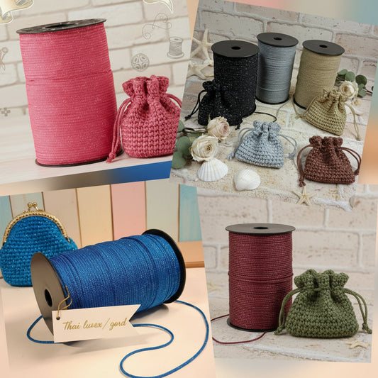 nero argento marrone oro turchese azzurro rosa fucsia crema esempio borsetta con catenella tripolino thai cordino lurex brillantinato lamè glitter per bijoux borse uncinetto progetti amigurumi crochet cordoncino bags luccicanti dorate clutch pochette sera cerimonia