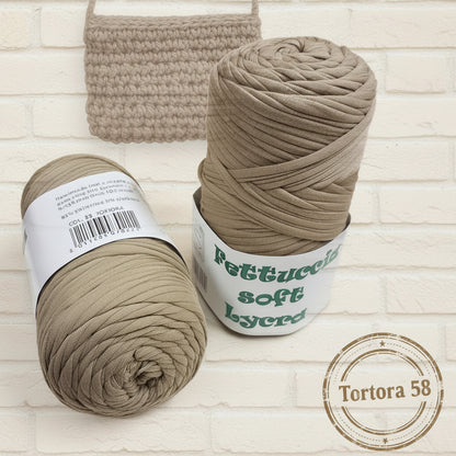 tortora 58 MAS fettuccia lycra soft borse pochette uncinetto