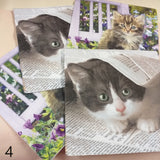 tovaglioli di carta per decoupage Pasqua fiori viole animali gattini in giardino e con il giornale