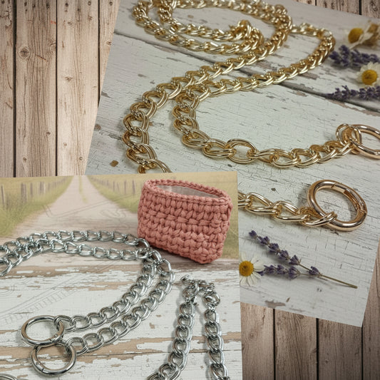 colore oro argento manici tracolle a catena con moschettoni finali per borse uncinetto borsellino pochette