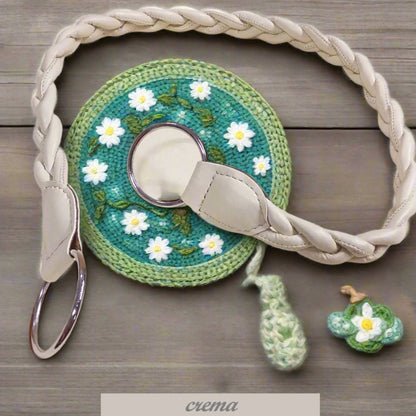 crema manici borse ecopelle intrecciati con accessori di chiusura gancio anello uso per lavorazione artigianale fatte a mano uncinetto di fettuccia corda rafia macramè cordino thai