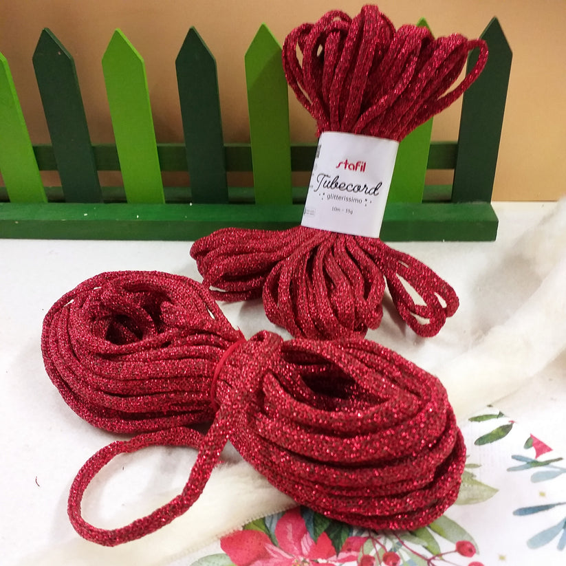 Cordoncino francese tubolare su filo metallico per punto rovescio, da 380 cm Antique Fuchsia