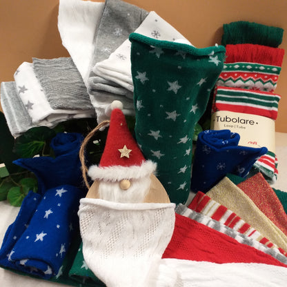 bianco grigio shabby verde rosso tirolesi lurex fantasia tubolari maglina elasticizzati Stafil creare pupazzo bambola albero abete alberello Natale colori natalizi tessuti gnomi folletti del bosco