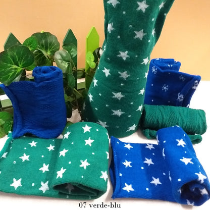 stelline fiocco di neve tinta unita colori verde blu 07 accessori tubolari tessuto di maglina Stafil elastici uso cucito creativo per bamboline rivestire uova sfere palline albero gnomi elfi del bosco e natale