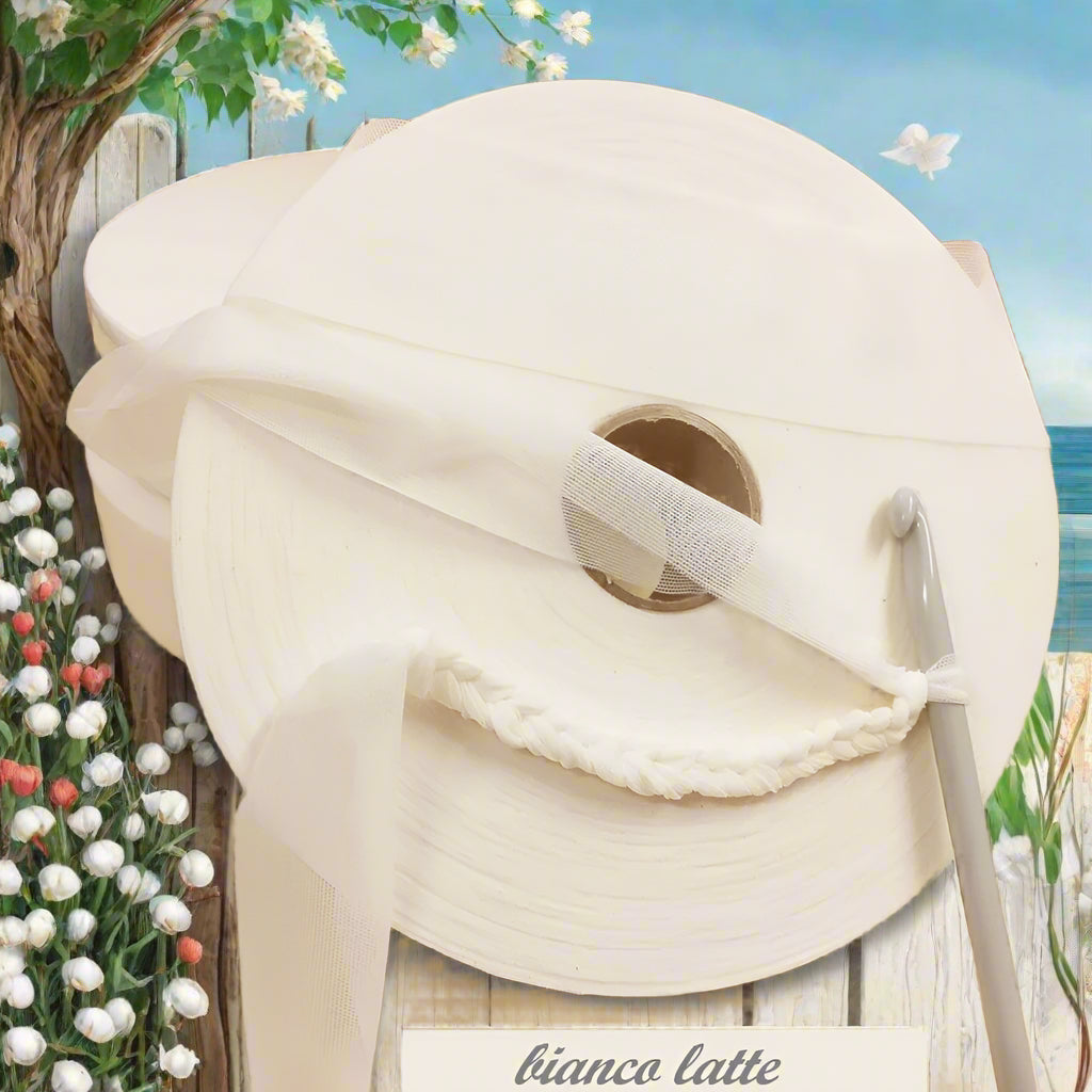 bianco latte molto elastico stretch tessuto fettuccia borse uncinetto lycra piatta alta larga filato elasticizzato di tulle per cestini cuscini abbigliamento moda mare pochette clutch bags