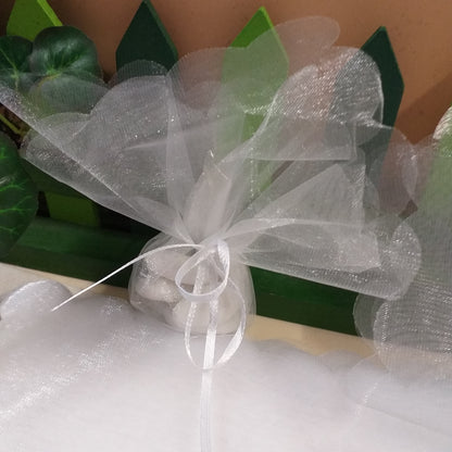 100 PZ Fai Da Te Veli Per Confetti Bianco, Veli Tulle Organza, Veli Bomboniere, Veli Portaconfetti Per Matrimonio Nozze Sposalizio Baby Shower Party - Foto 11