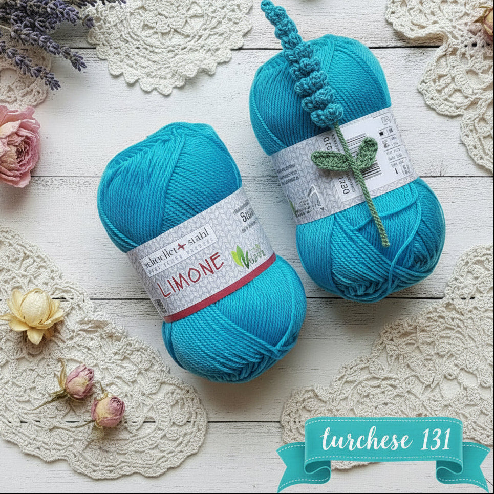 schoeller-stafil lana limone vegan 50 g 125 m turchese 131 gomitolo filo di cotone grosso per uncinetto ferri lavori a maglia 3-4 uso sferruzzare crochet top costumi estivi scialli maglie sandali espadrillas amigurumi centrini addobbi albero natale