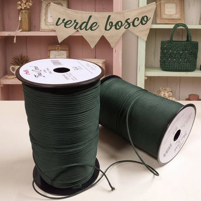 tripolino verde bosco colori cordino thai cordoncino borse uncinetto ferri maglia stafil uso pochette clutch bags cerimonia sera corda cappelli bijoux