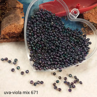  misto blu uva viola vetro perlato rocailles perline conteria per bigiotteria bijoux foglie di fiori veneziani stile murano piantine bonsai alberi