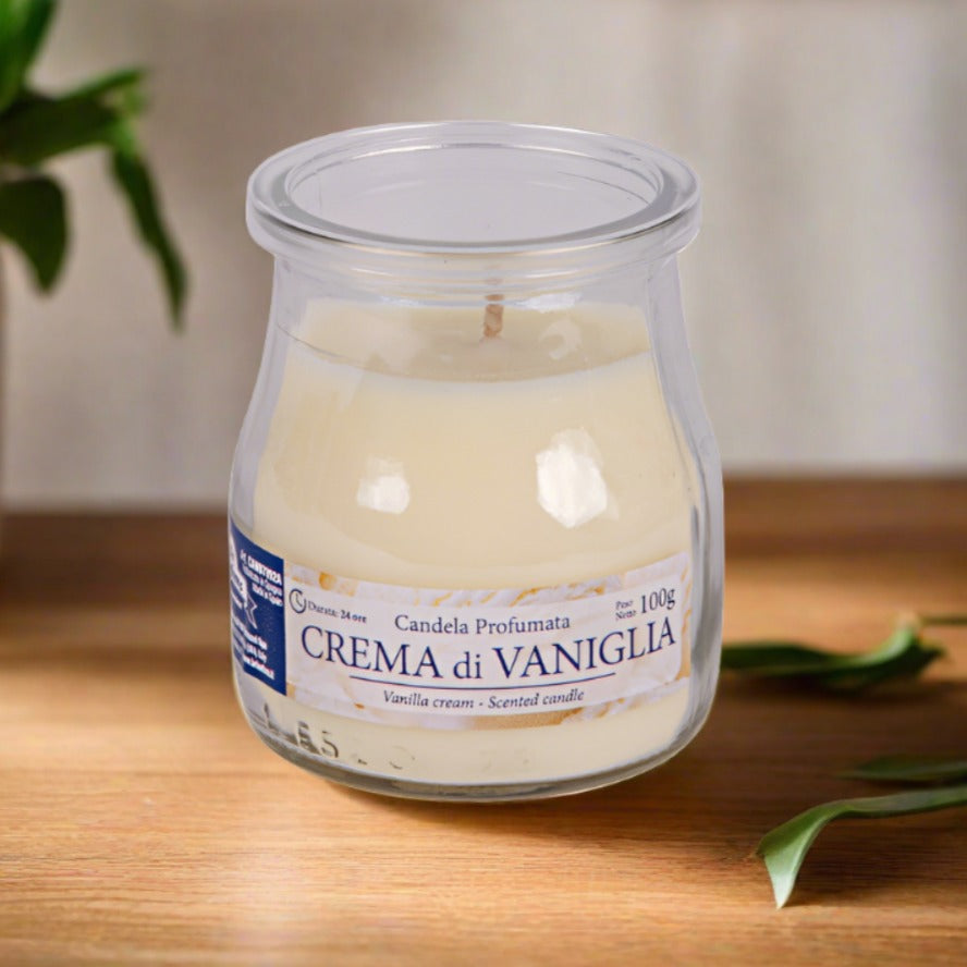 crema di vaniglia vasetto vetro barattolo candela profumata bomboniera uso fai da te o confezionata confetti per matrimonio comunione cresima laurea 18 anni compleanno anniversario nozze