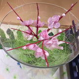 fiori di pesco finti di seta in vaso di vetro composizione piantina grassa artificiale per centrotavola vetrinistica fili di erba sisal verde riempitivo