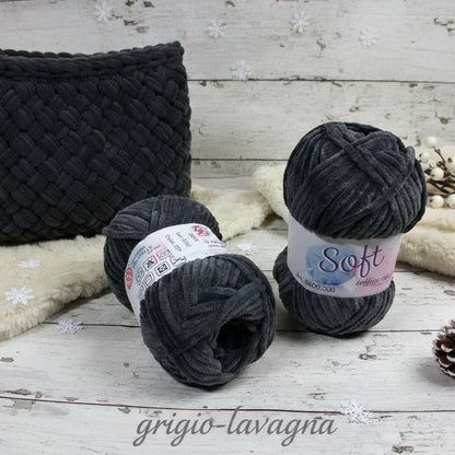 grigio lavagna Cucirini Tre Stelle lavori a maglia velluto velvet ciniglia lana  gomitolo 100 g filato uncinetto amigurumi cordino fettuccia crochet borse sciarpe cappelli berretti scaldacollo