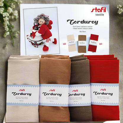 vetrina Corduroy velluto costina stafil crema cammello cachi rosso 48 x 70 cm tessuto stoffa per cucito creativo fodere borse fatte a mano e uncinetto artigianali