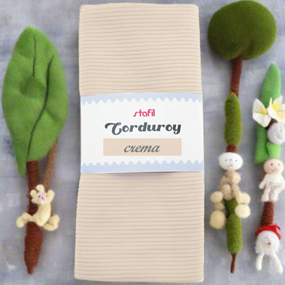 vetrina Corduroy velluto costina stafil crema 48 x 70 cm tessuto stoffa per cucito creativo fodere borse fatte a mano e uncinetto artigianali idea bambole pupazzi feltro pannolenci