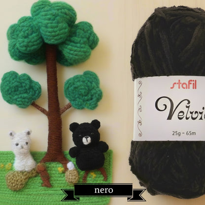 nero ciniglia velvie stafil filo di lana sottile per crochet uncinetto knitting lavori a maglia filato vellutino velvet per amigurumi pupazzi peluche bambole