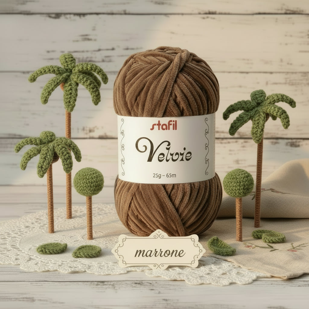 marrone ciniglia velvie stafil filo di lana sottile per crochet filato uncinetto knitting lavori a maglia vellutino velvet per amigurumi pupazzi peluche bambole