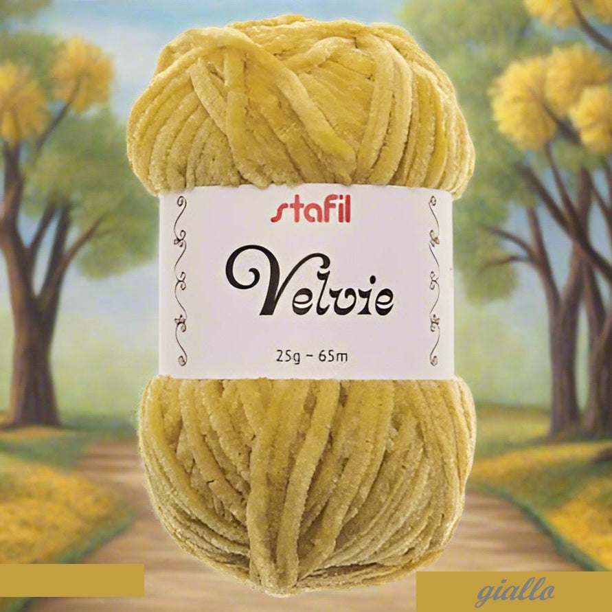 giallo ocra ciniglia velvie stafil filo di lana sottile per crochet uncinetto knitting lavori a maglia vellutino velvet per amigurumi pupazzi peluche bambole