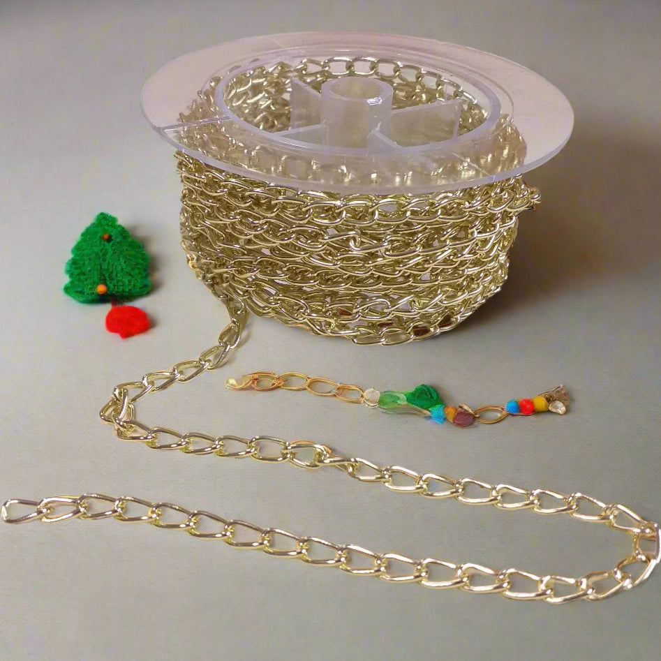 maglina larga catenella dorata vendita  a rotolo catenina borse uncinetto artigianali fai da te bigiotteria collane bracciali di perline orecchini perle