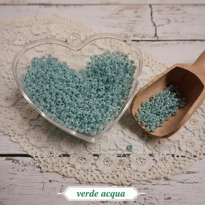 vetro perlato verde acqua beads perline rocailles conteria uso per mix bonsai piantine alberelli animaletti tecnica veneziana foglie di fiori piante e alberi