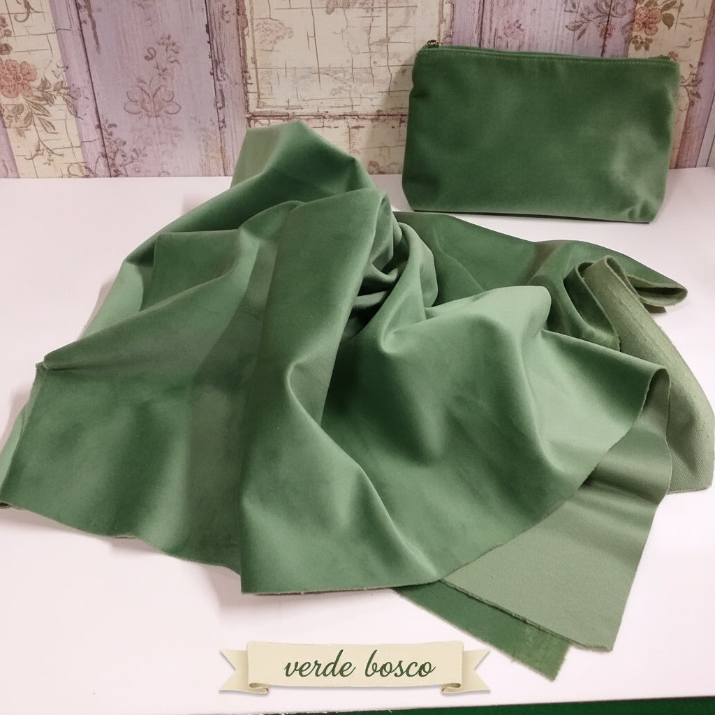 verde bosco per pochette borse velluto renkalik termoformabile termomodellabile tecnica stampi fiori rose stella di Natale colori negozio pezze di tessuto uso hobbistica creativa bambole di stoffa vetrinistica