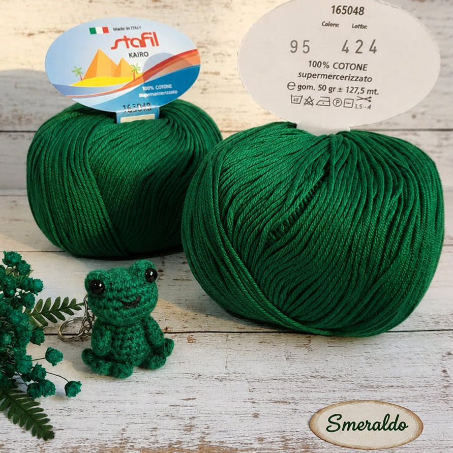 verde smeraldo filo cotone grosso per uncinetto amigurumi portachiavi filato kairo Stafil