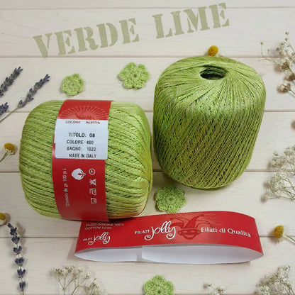 verde lime cucirini 3 stelle titolo n 8 filato di scozia cotone pregiato filo uncinetto colorato made in italy jolly cucirini 3 stelle uso amigurumi fiori