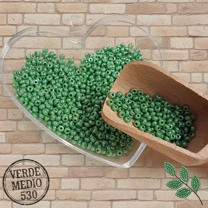 verde medio 530 perline di conteria di vetro veneziane rocailles perle uso creare bonsai piantine alberelli rametti foglie per fiori