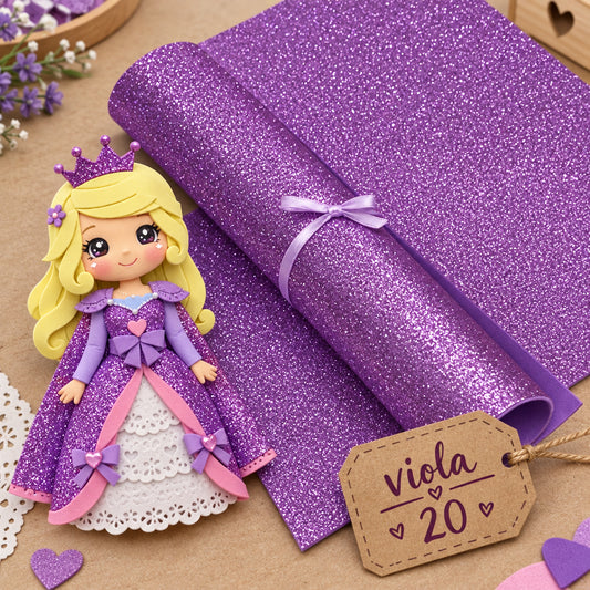 fommy glitter viola 20 gomma crepla brillantinata glitterata uso hobbistica creativa confezionamento packaging vetrinistica lavoretti natalizi cake topper torte principino