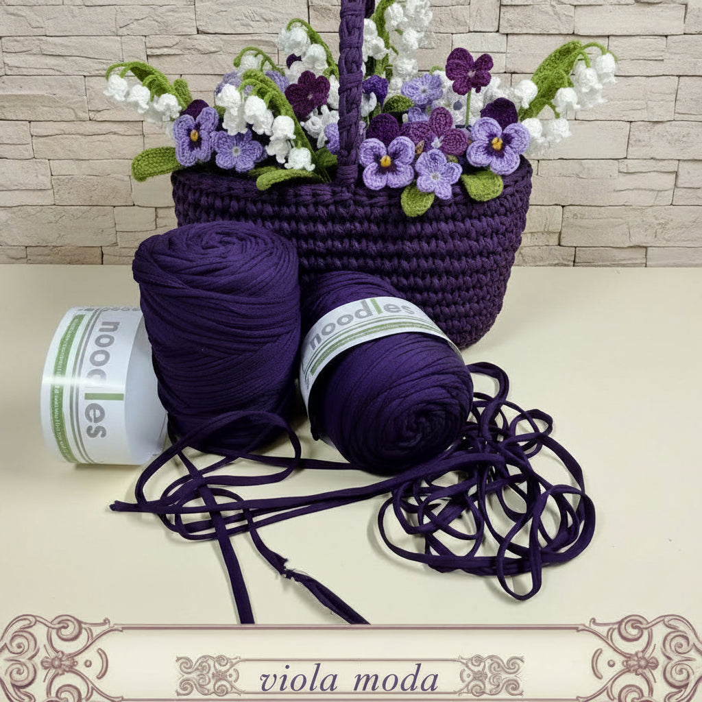 colore viola moda 119911 stafil t-shirt garn stretch yarn fettuccia elasticizzata maglina cotone noodles per uncinetto borse crochet bags clutch cestini tappeti cuscini collane braccialetti ceste porta enfant scaldacollo pasquale