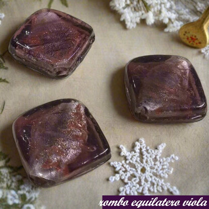 rombo equilatero viola ametrista perle pendenti  accessori creare ciondoli collane stile Murano Venezia bigiotteria fai da te