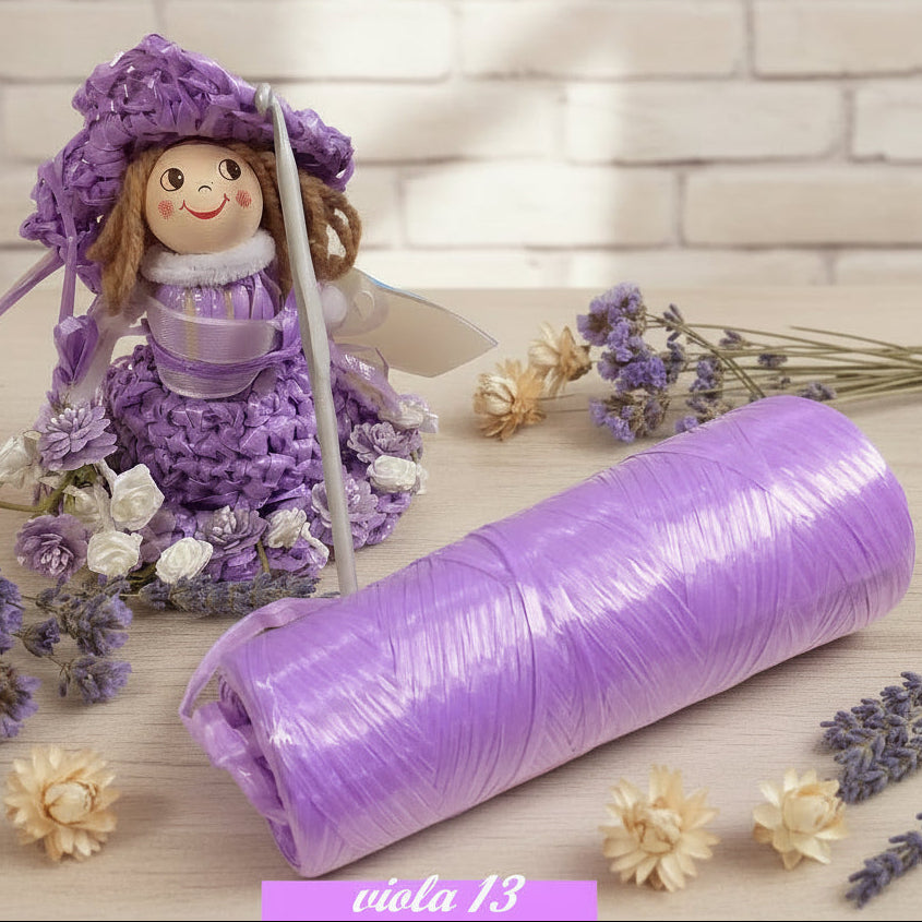 lilla glicine viola rafia sintetica colorata uso uncinetto per borse cestini bagno lavori artigianato uso packaging confezionamento lavori creativi cappelli costumi mare