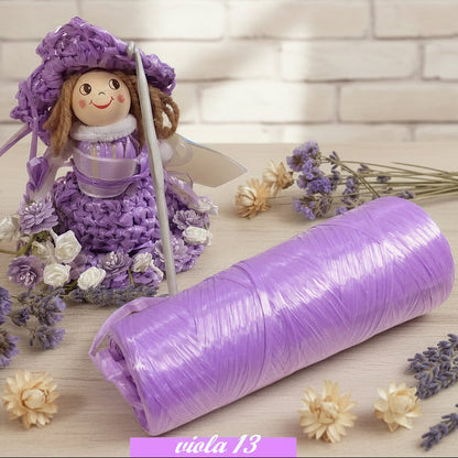 lilla glicine viola rafia sintetica colorata uso uncinetto per borse cestini bagno lavori artigianato uso packaging confezionamento lavori creativi cappelli costumi mare