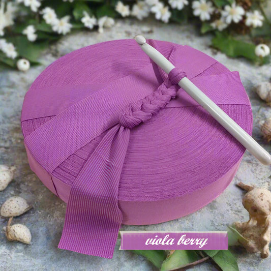 viola berry plissé shop offerta vendita fettuccia stafil maglina lycra soft-elastica colori moda per pochette, alta pizza larga piatta 4 cm uso borse uncinetto clutch bags crochet amigurumi cestini