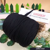 colore nero Wiggly fettuccia per borse uncinetto crochet bag pochette eco cotone lycra di qualità special edition Cucirini Tre Stelle il filato yarn garne t-shirt colorato moda fashion abbigliamento e cestini natale