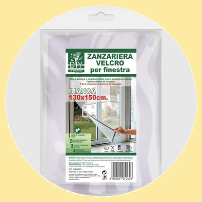 confezione DIY La Briantina Zanzariera velcro per finestra stop a zanzare e insetti facile veloce fissaggio kit rete bianca 130 x 150 cm istruzioni di montaggio avvertenze uso