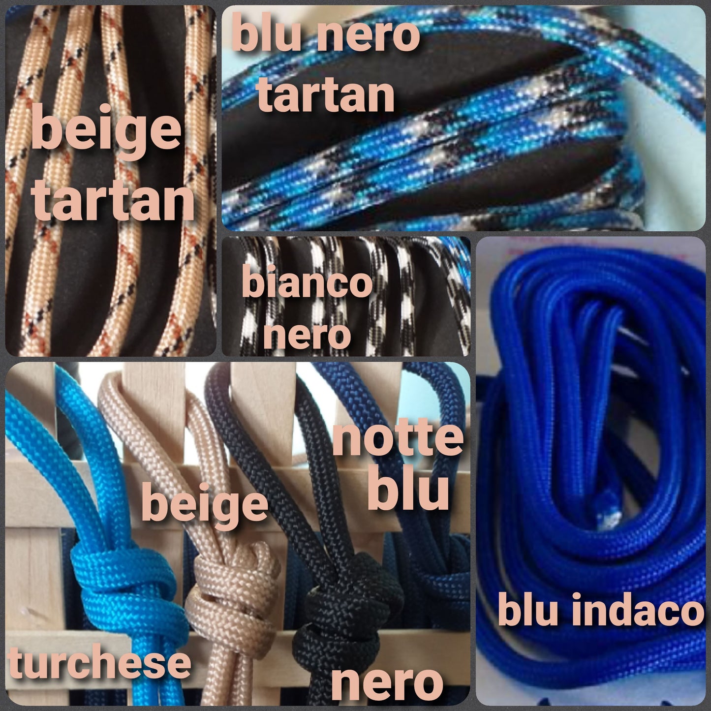 8 colori mix tartan tinta unita paracord cordino bracciali guinzaglio cani portachiavi intreccio corda