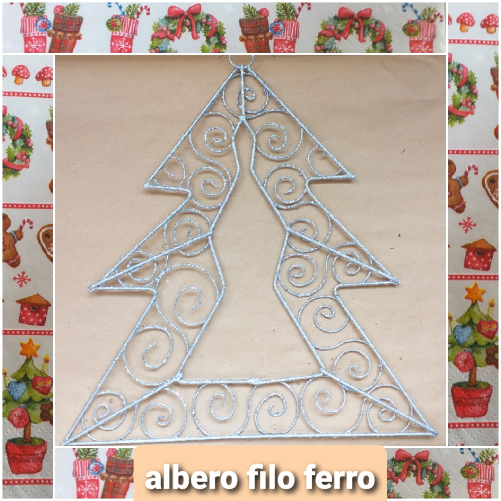 Natale addobbi fuoriporta finestre punta topper decorazioni natalizie filo metallo ferro albero argento glitter