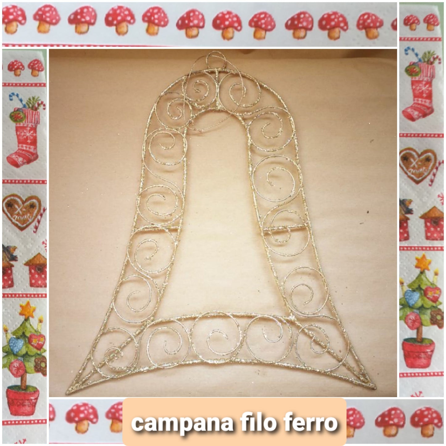 Natale addobbi punta albero fuoriporta ghirlande finestre decorazioni natalizie filo metallo ferro campana oro glitter brillantini