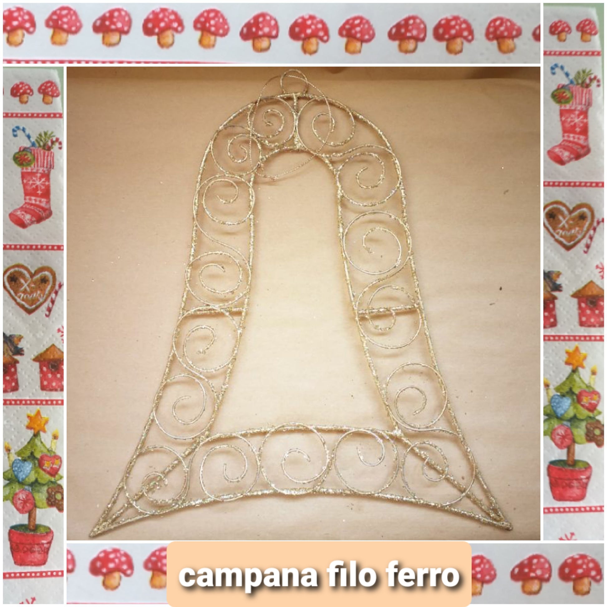 Natale addobbi punta albero fuoriporta ghirlande finestre decorazioni natalizie filo metallo ferro campana oro glitter brillantini