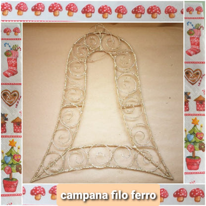 Natale addobbi punta albero fuoriporta ghirlande finestre decorazioni natalizie filo metallo ferro campana oro glitter brillantini