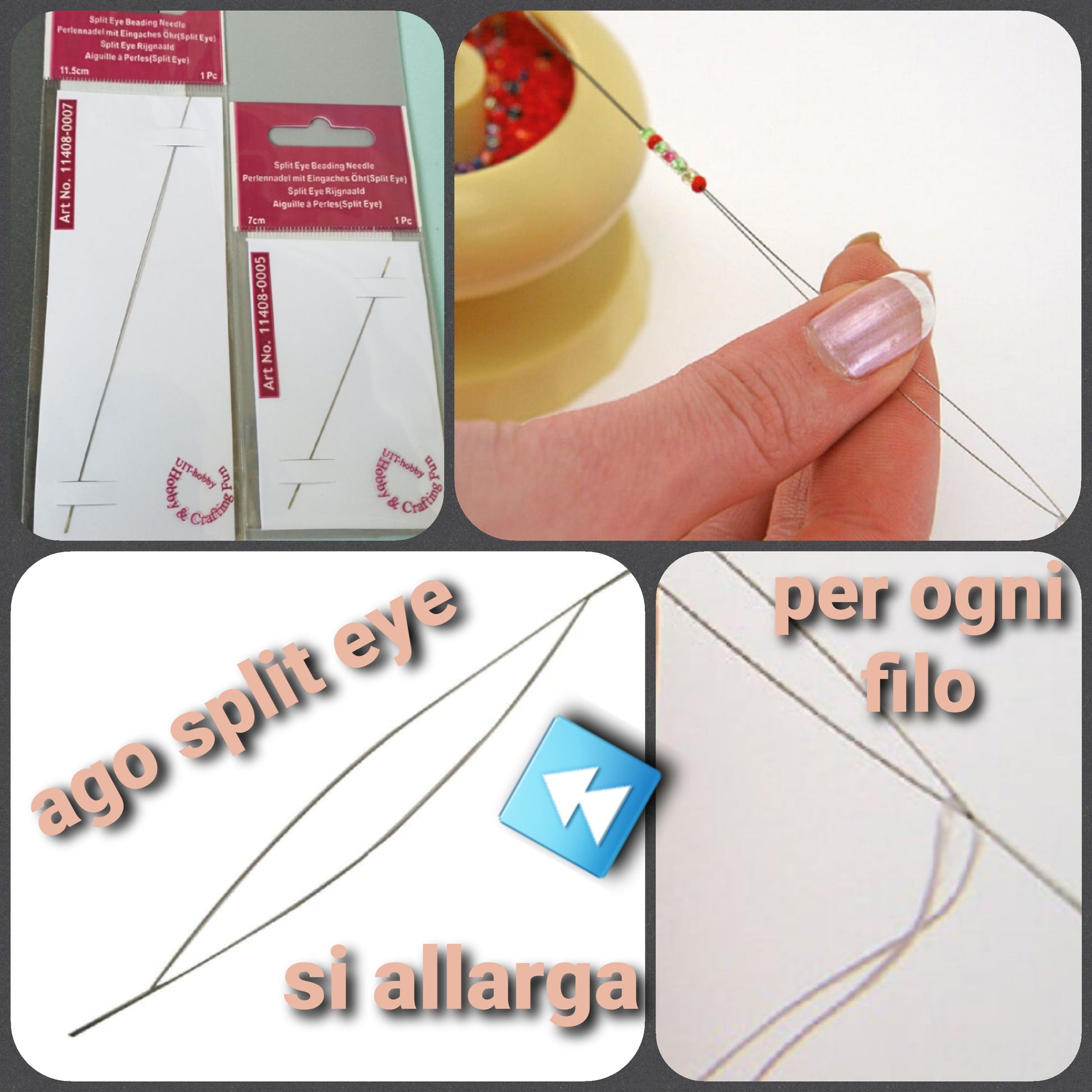 Split eye ago infila perline bigiotteria ricamo occhio centrale apribile componenti collane si allarga per ogni filo 