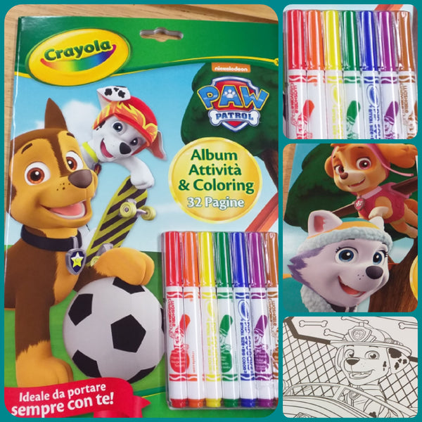 cane Wonder paw Patrol album disegno attività crayola 32 pagine 7 pennarelli colori senza macchia da dipingere pitturare colorare giochi creativi bambini