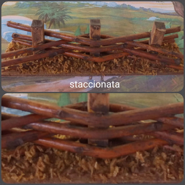 muschio staccionate legno rustico con base composizione per ambientazione Presepe miniature mini giardino micro paesaggio arredamento casa delle bambole bonsai alberini di perline