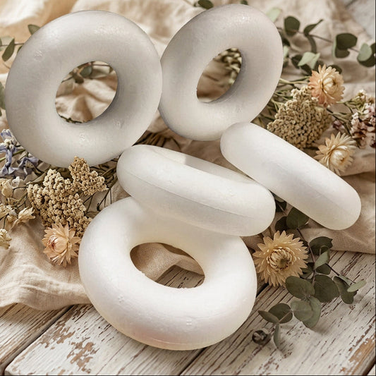 cerchi pieni 10 cm mini ghirlande anelli polistirolo coroncine per fai da te hobbistica lavoretti creativi bambini Natale Pasqua segnaposto salvagente marino nautico